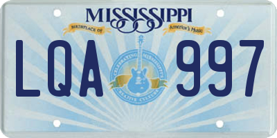 MS license plate LQA997
