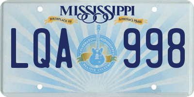 MS license plate LQA998