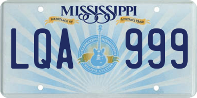 MS license plate LQA999