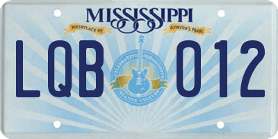 MS license plate LQB012