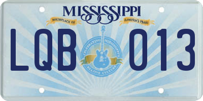 MS license plate LQB013