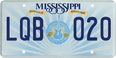 MS license plate LQB020