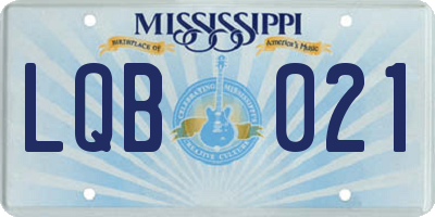 MS license plate LQB021