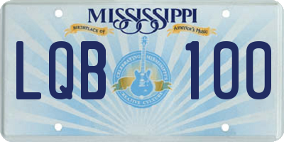 MS license plate LQB100