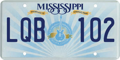 MS license plate LQB102