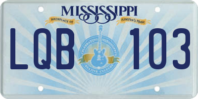 MS license plate LQB103