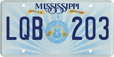 MS license plate LQB203