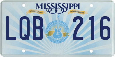 MS license plate LQB216