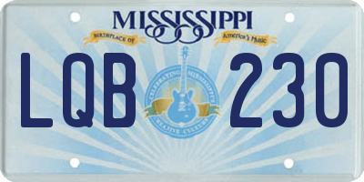 MS license plate LQB230