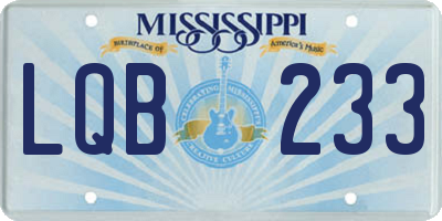 MS license plate LQB233