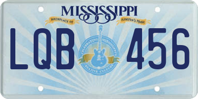 MS license plate LQB456