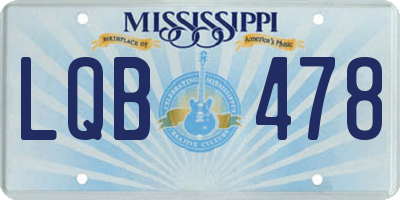 MS license plate LQB478