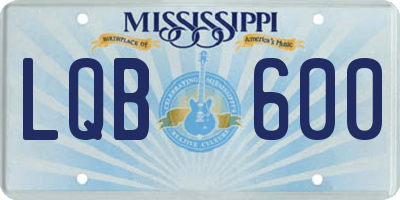 MS license plate LQB600
