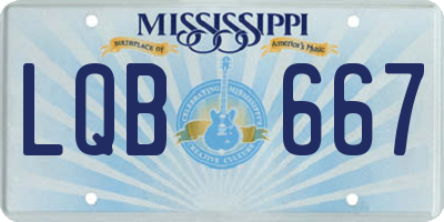 MS license plate LQB667