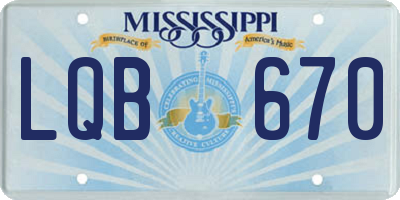 MS license plate LQB670