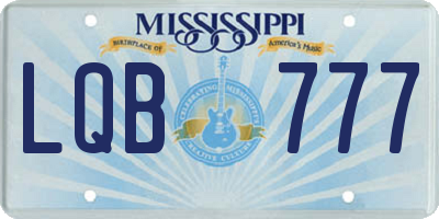 MS license plate LQB777