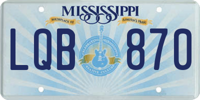 MS license plate LQB870