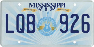 MS license plate LQB926