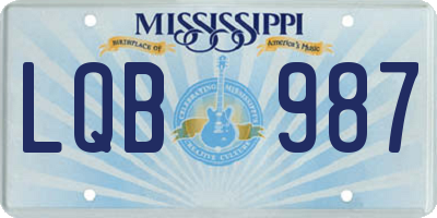 MS license plate LQB987