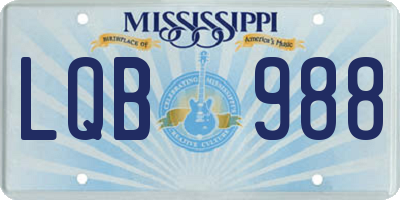 MS license plate LQB988