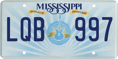MS license plate LQB997
