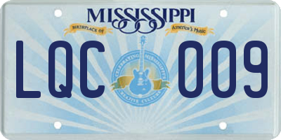 MS license plate LQC009