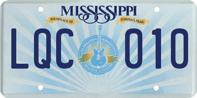 MS license plate LQC010
