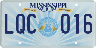 MS license plate LQC016