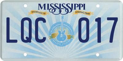 MS license plate LQC017