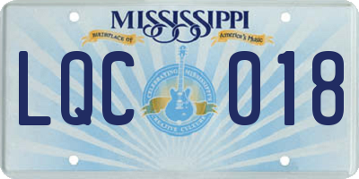 MS license plate LQC018