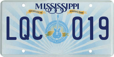 MS license plate LQC019