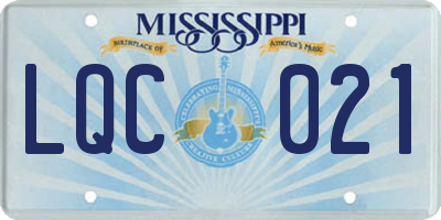 MS license plate LQC021