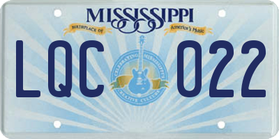 MS license plate LQC022