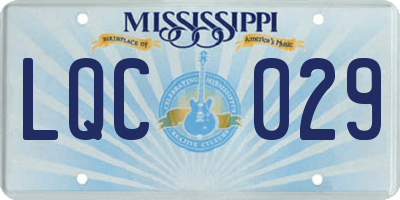 MS license plate LQC029