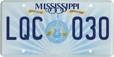 MS license plate LQC030