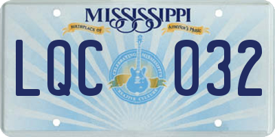 MS license plate LQC032