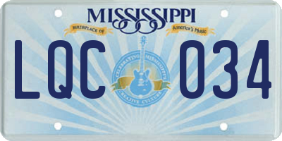 MS license plate LQC034