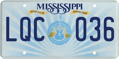 MS license plate LQC036