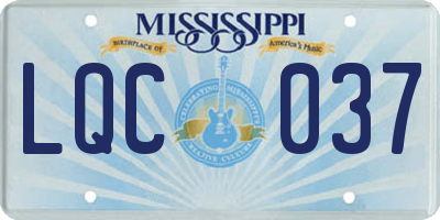MS license plate LQC037