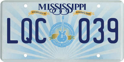 MS license plate LQC039