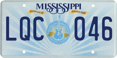 MS license plate LQC046