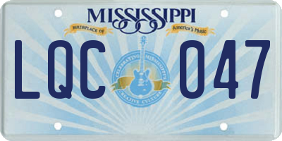 MS license plate LQC047