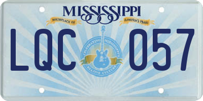MS license plate LQC057