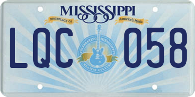 MS license plate LQC058