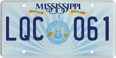 MS license plate LQC061