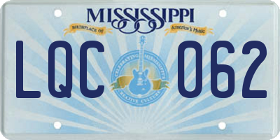 MS license plate LQC062