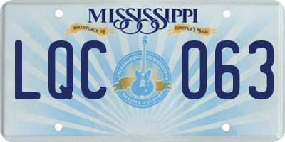 MS license plate LQC063