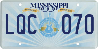 MS license plate LQC070