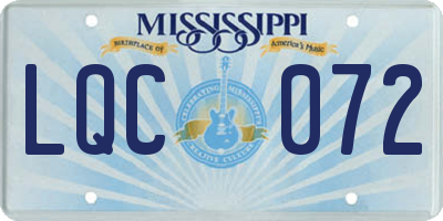 MS license plate LQC072
