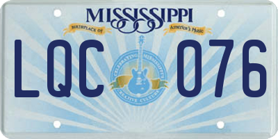 MS license plate LQC076